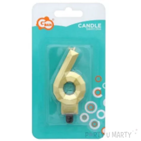 swieczka na tort cyfra 6 diament zlota godan 7 6 cm
