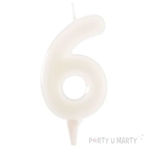 swieczka na tort cyfra 6 fluo dekora 6 cm