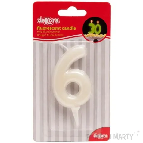 swieczka na tort cyfra 6 fluo dekora 6 cm