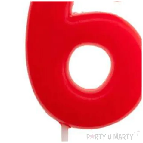 swieczka na tort cyfra 6 glober czerwona dekora 5 5 cm