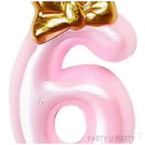 swieczka na tort cyfra 6 happy rozowa jasna jix 9 3 cm