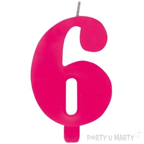 swieczka na tort cyfra 6 iskrzaca fuksja givi 9 5 cm