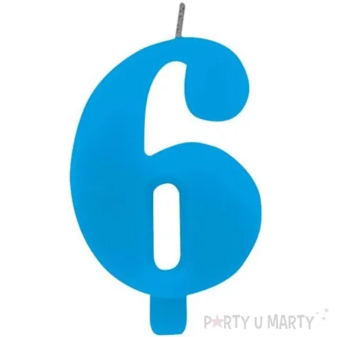 swieczka na tort cyfra 6 iskrzaca niebieska givi 9 5 cm
