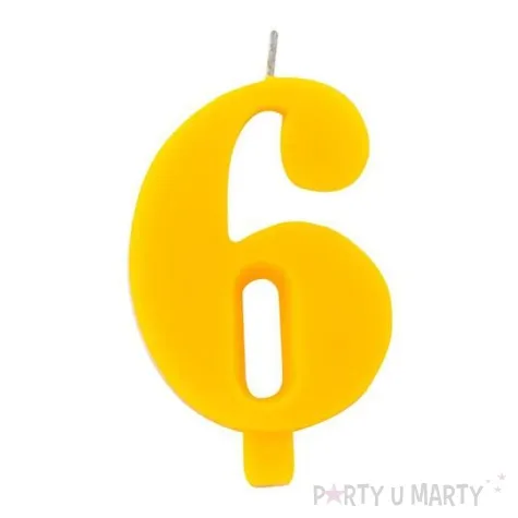 swieczka na tort cyfra 6 iskrzaca zolta givi 9 5 cm