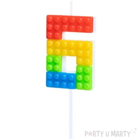 swieczka na tort cyfra 6 klocki mix partypal 11 cm