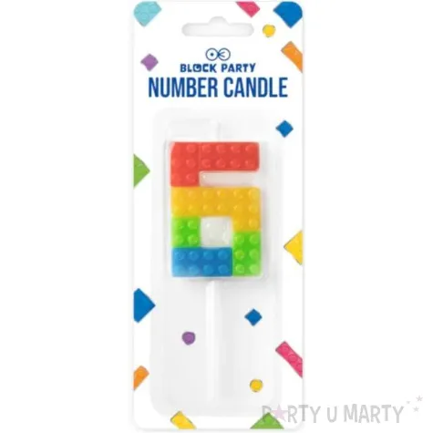 swieczka na tort cyfra 6 klocki mix partypal 11 cm