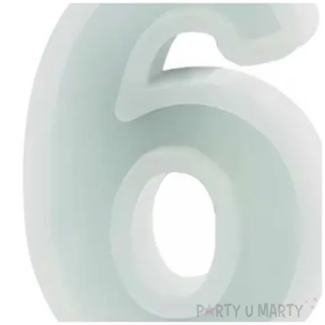 swieczka na tort cyfra 6 mietowy jasny partydeco 10 cm