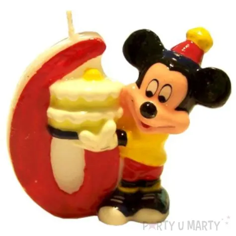 swieczka na tort cyfra 6 myszka mickey procos