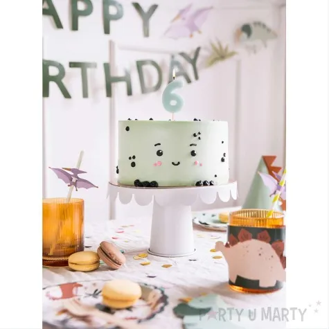 swieczka na tort cyfra 6 niebieski partydeco 10 cm