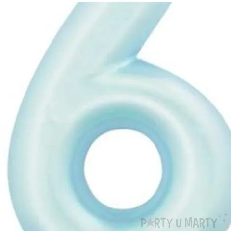 swieczka na tort cyfra 6 niebieski perlowy givi 9 cm