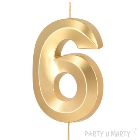 swieczka na tort cyfra 6 pryzmatyczna zloty partypal 6 5 cm