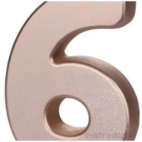 swieczka na tort cyfra 6 rose gold partydeco 9 cm