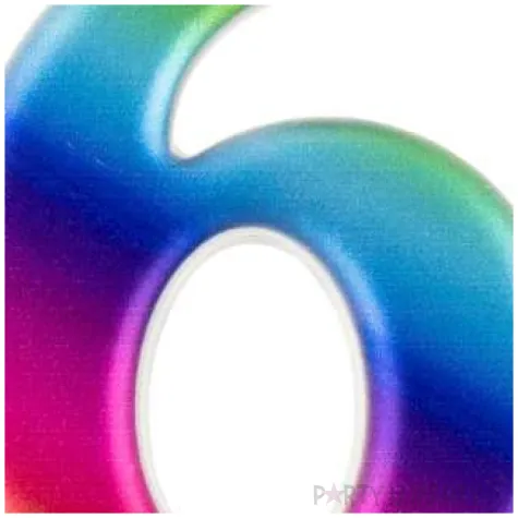 swieczka na tort cyfra 6 teczowa godan 8 cm