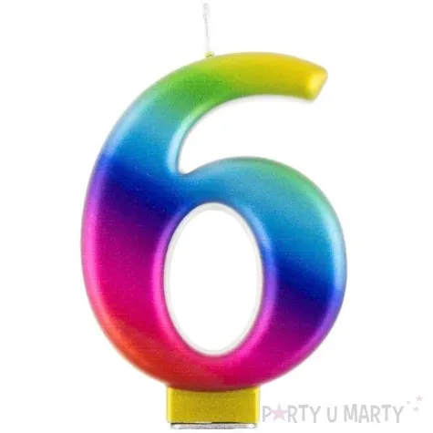 swieczka na tort cyfra 6 teczowa godan 9 5 cm