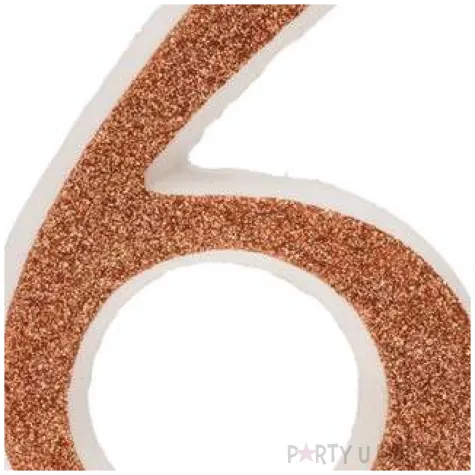 swieczka na tort cyfra 6 zlota brokatowa dekora