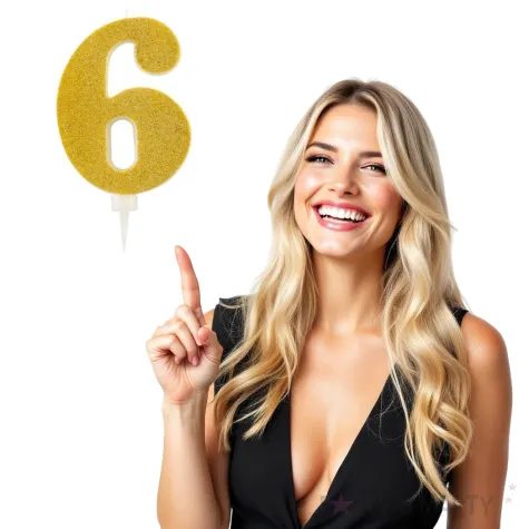 swieczka na tort cyfra 6 zlota brokatowa givi 15 5 cm