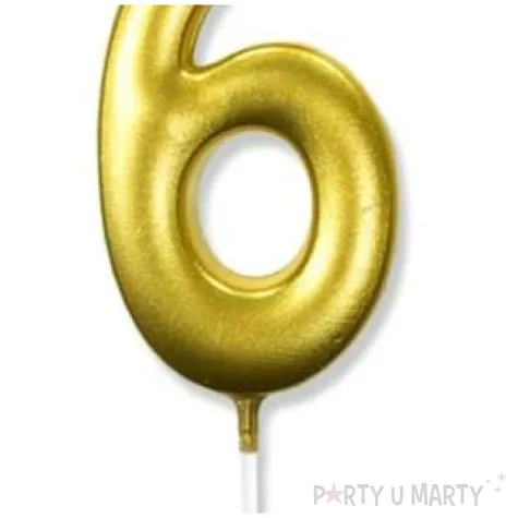 swieczka na tort cyfra 6 zlota dekoracjepolska 6 5 cm