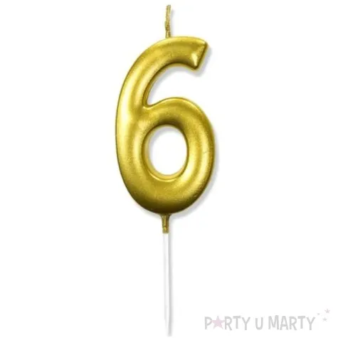 swieczka na tort cyfra 6 zlota dekoracjepolska 6 5 cm
