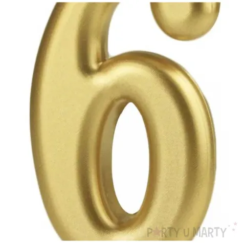 swieczka na tort cyfra 6 zloty partypal 10 cm