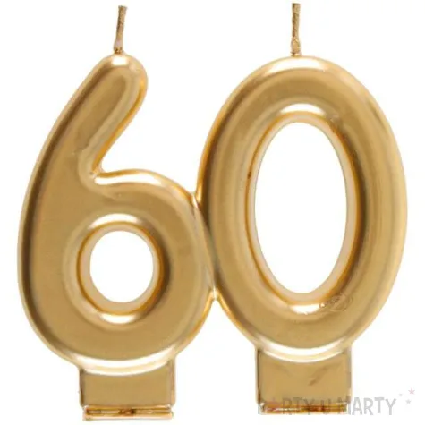 swieczka na tort cyfra 60 zlota santex 9 cm