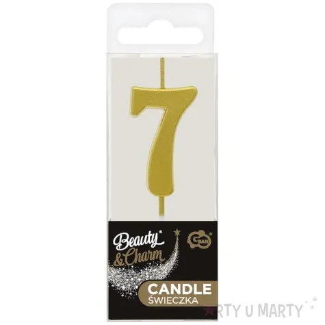 swieczka na tort cyfra 7 beauty charm piker zloty godan 9 5 cm