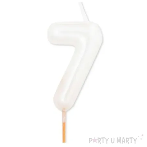 swieczka na tort cyfra 7 bialy perlowy givi 8 cm