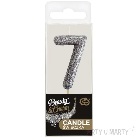 swieczka na tort cyfra 7 brokat piker czarny godan 11 5 cm