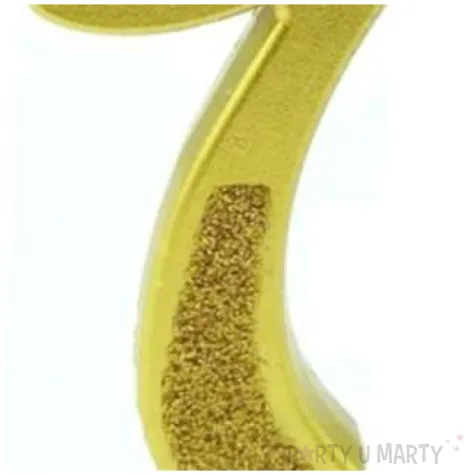 swieczka na tort cyfra 7 brokatowa zlota jix 12 cm