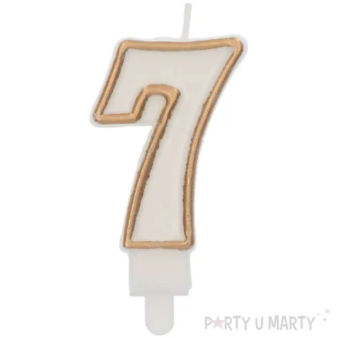 swieczka na tort cyfra 7 chique gold folat 9 cm
