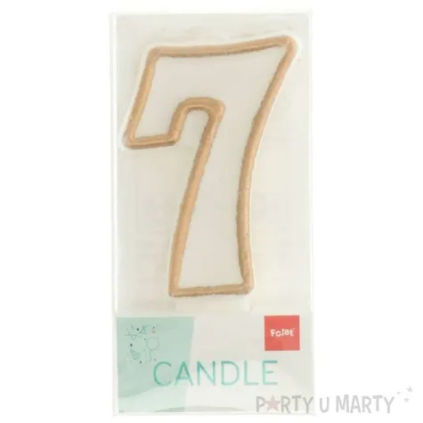 swieczka na tort cyfra 7 chique gold folat 9 cm