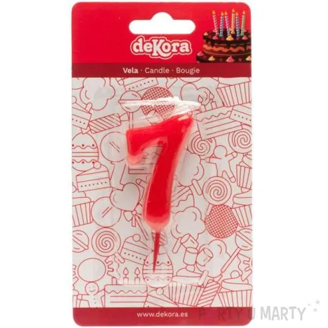 swieczka na tort cyfra 7 czerwona dekora 5 5 cm