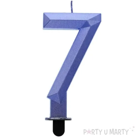 swieczka na tort cyfra 7 diament niebieska godan 7 6 cm