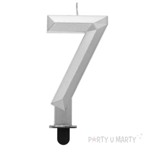 swieczka na tort cyfra 7 diament srebrna godan 7 6 cm