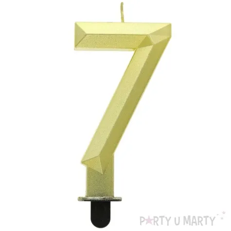swieczka na tort cyfra 7 diament zlota godan 7 6 cm