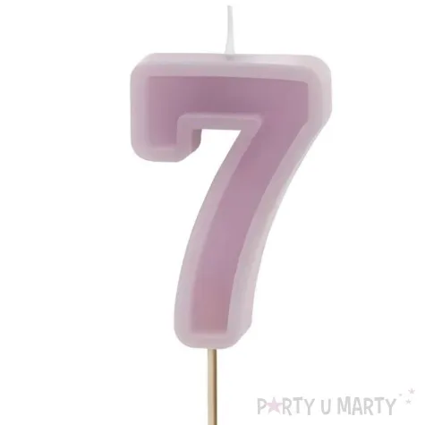 swieczka na tort cyfra 7 fioletowy partydeco 10 cm