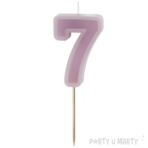 swieczka na tort cyfra 7 fioletowy partydeco 10 cm