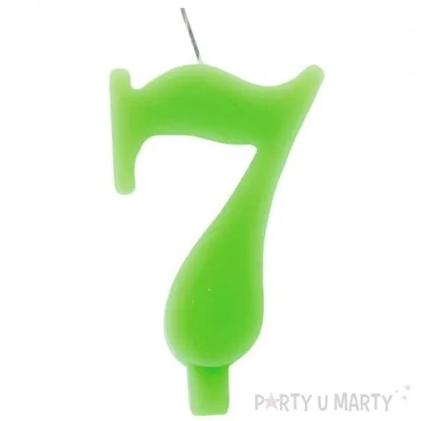 swieczka na tort cyfra 7 iskrzaca zielona givi 9 5 cm