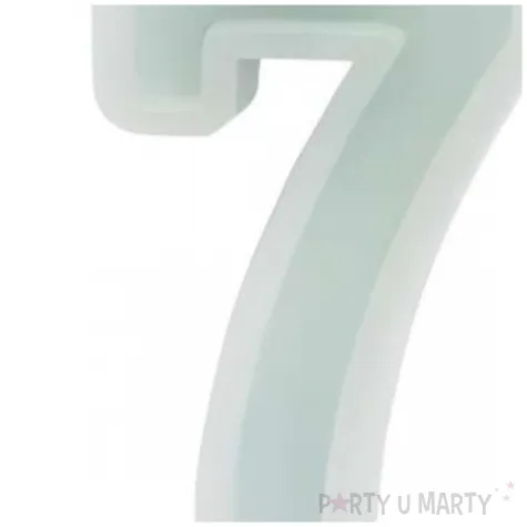 swieczka na tort cyfra 7 mietowy jasny partydeco 10 cm