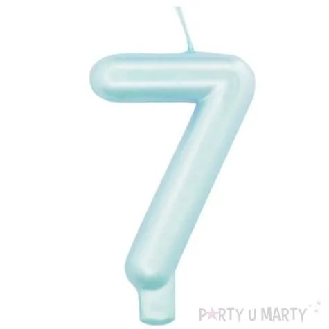 swieczka na tort cyfra 7 niebieski perlowy givi 9 cm