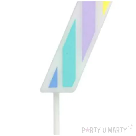 swieczka na tort cyfra 7 pastelowe paski mix folat 5 cm