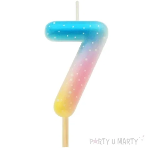 swieczka na tort cyfra 7 piker teczowa godan 4 5 cm