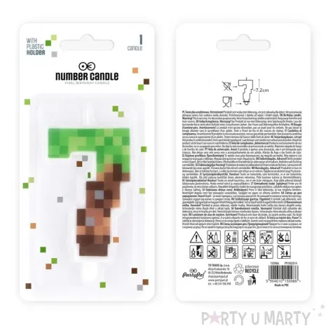 swieczka na tort cyfra 7 piksele partypal 15 cm