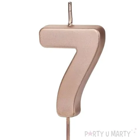 swieczka na tort cyfra 7 rose gold partydeco 9 cm