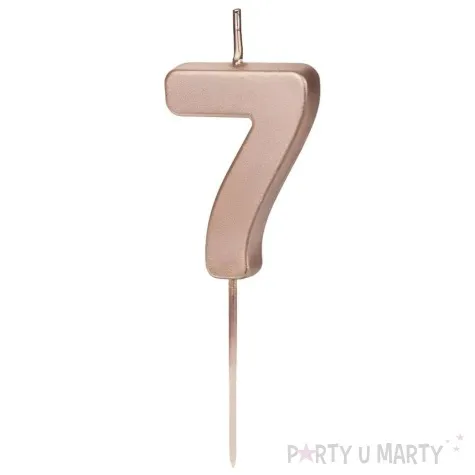swieczka na tort cyfra 7 rose gold partydeco 9 cm