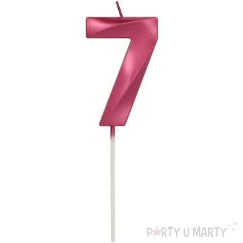 swieczka na tort cyfra 7 rozowa folat 7 cm