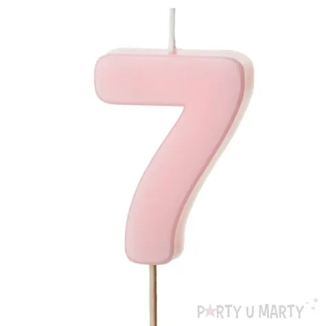 swieczka na tort cyfra 7 rozowy partydeco 10 cm