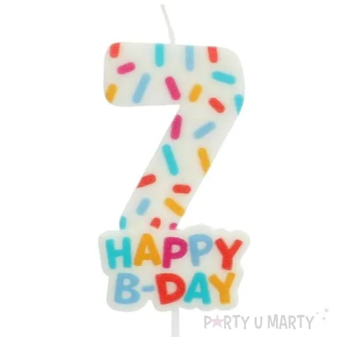 swieczka na tort cyfra 7 sprinkles folat 11 cm