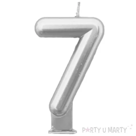 swieczka na tort cyfra 7 srebrna tamipol 7 5 cm