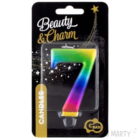 swieczka na tort cyfra 7 teczowa godan 9 5 cm