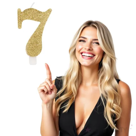 swieczka na tort cyfra 7 zlota brokatowa givi 9 5 cm